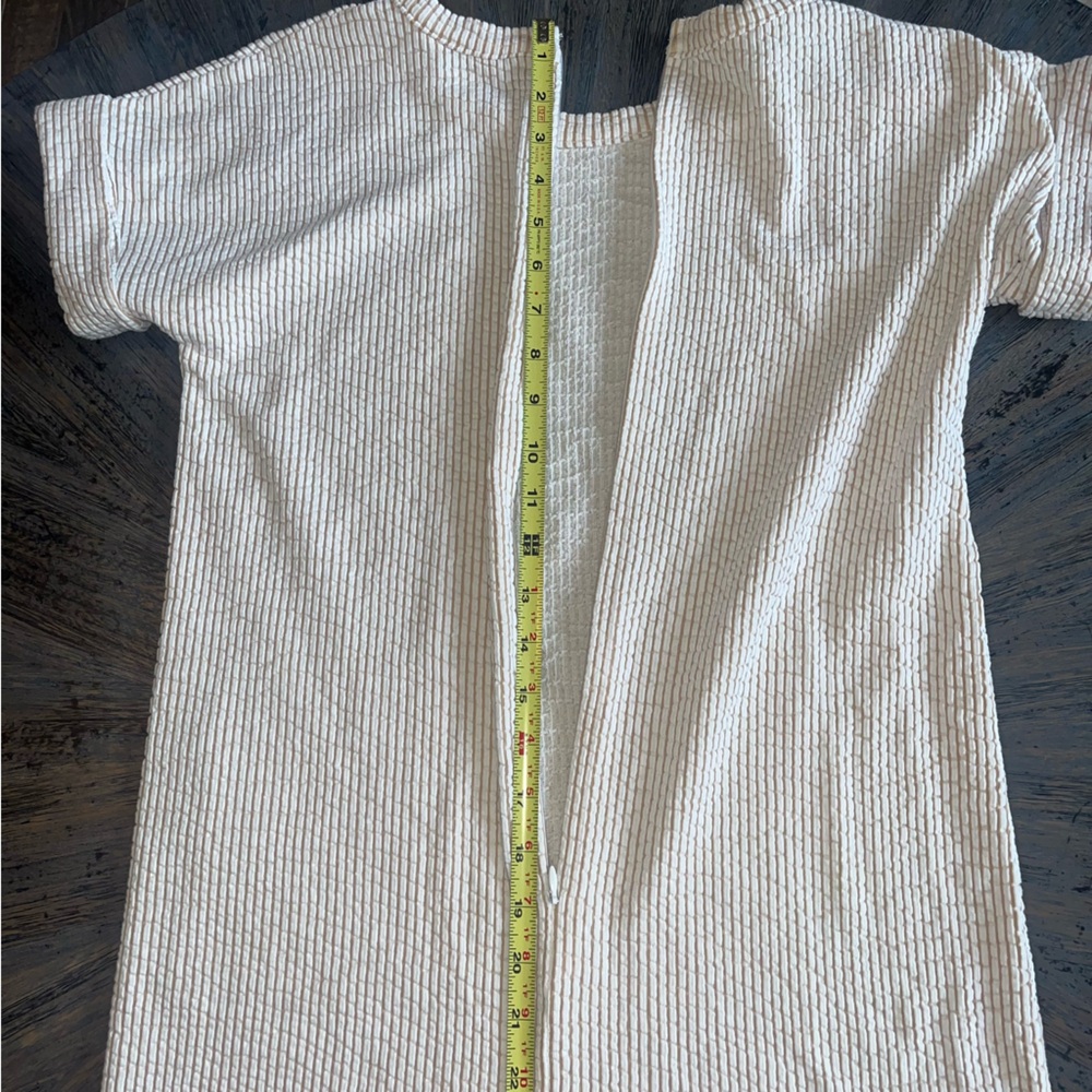 Club Monaco Textured Striped Dress – White & Khaki –‎ XS - Picture 15 of 15